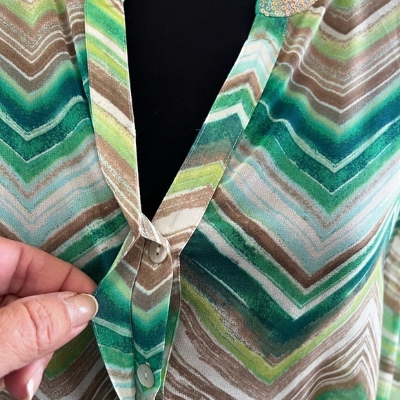 CHICO’S SHEER TOP WITH SEQUIN COLLAR - Size 2 - Picture 5 of 6